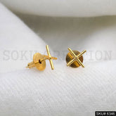 Gold plated Plus Sign of Handmade Stud Earrings SKU6346