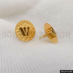 Gold plated Your Name Start with W Alphabet Handmade Stud Earrings SKU6348