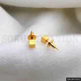 Gold plated Small Cube Handmade Stud Earrings SKU6353