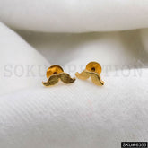 Gold plated Small Mustache Handmade Stud Earrings SKU6355