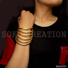 Gold Plated Plain Handmade Design of Bangle SKU6371