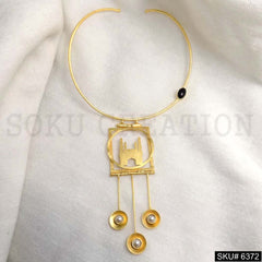 Gold Plated Statement gemstone and white Pearl of Choker SKU6372