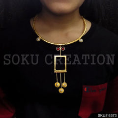 Gold Plated Statement gemstone and white Pearl of Choker SKU6373