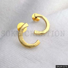 Gold plated Curve Shape Stud Earrings SKU6378