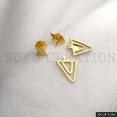 Gold plated Triangle Shape Double Sided Stud Earrings SKU6384
