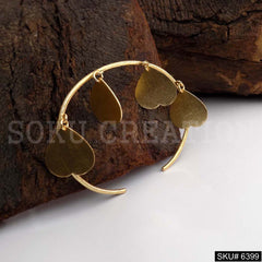 Gold Plated Plain Round Shape With Heart Charms Handmade Design of Cuff SKU6399