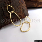 Gold plated Modern Statement Tear Drop Big Stud Earrings SKU6401