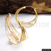Gold plated Wires with Pearl Hoop Earrings SKU6403