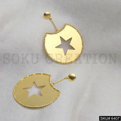 Gold plated Twisted Wire Star Stylish Statement Drop and Dangle Earring SKU6407