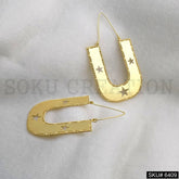 Gold plated Twisted Wire Star Stylish Statement Hoops Earring SKU6409