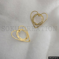 Gold plated Handmade Statement Heart Stud Earring SKU6412