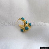 Gold plated Unique Turquoise Stone Hoops Style Push Back Earring SKU6416