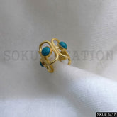 Gold Plated Turquoise Stone Handmade Unique Ring SKU6417