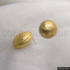 Gold plated Statement Rounded Style Stud Earrings SKU6424
