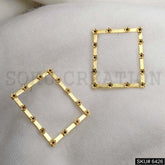 Gold plated Statement Rectangle Stylish With Multi Flower Big Stud Earrings SKU6426