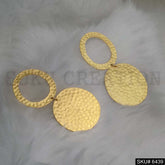 Gold plated Statement Hammered Round Shape Drop and Dangle Earrings SKU6439