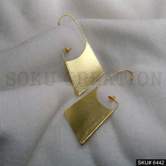 Gold plated Unique Statement Open Lock Style Big Stud Earrings SKU6442