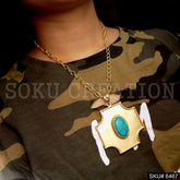 Gold Plated Thick Chain Necklace with Statement Turquoise Necklace SKU6467