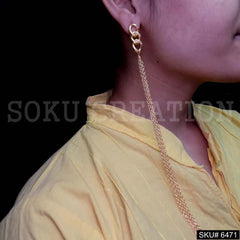 Gold plated Long Multi Chain Drop and Dangle Earrings SKU6471