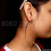 Gold plated Long Big Hoops Push Back Earrings SKU6474