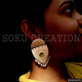 Gold plated Green Gemstone Small Pearls of Broad Drop and Dangle Earrings SKU6476