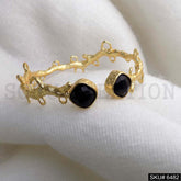 Gold Plated Twine Made Black Statement Handmade Design of Cuff SKU6482