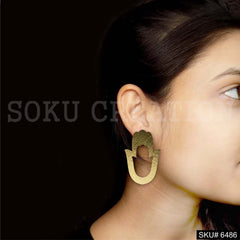 Gold plated Statement Handy Style Stud Earrings SKU6486