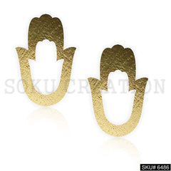 Gold plated Statement Handy Style Stud Earrings SKU6486