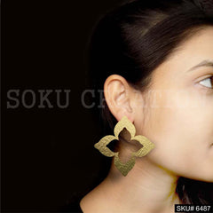 Gold plated Statement Flower Stud Earrings SKU6487