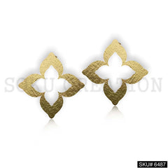 Gold plated Statement Flower Stud Earrings SKU6487