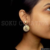 Gold plated Statement Rounded Vintage Coin Drop and Dangle Earrings SKU6514