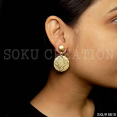 Gold plated Statement Rounded Drop and Dangle Earrings SKU6515