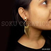 Gold plated Statement Rounded Unique Design Drop and Dangle Earrings SKU6522