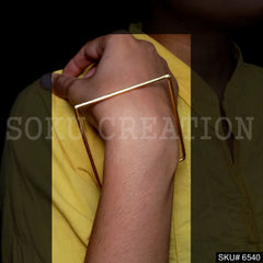 Gold Plated Plain Square Shape Handmade Design of Bangle SKU6540