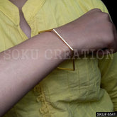 Gold Plated Plain Hexagon Shape Handmade Design of Bangle SKU6541