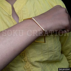 Gold Plated Plain Hexagon Shape Handmade Design of Bangle SKU6541