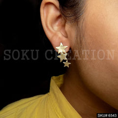 Gold plated Statement Star Stud Style Push Back Earrings SKU6543