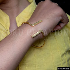 Gold Plated Statement Plain Shape Handmade Design of Bangle SKU6545