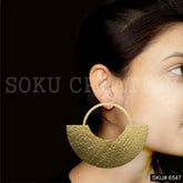 Gold plated Statement Curved Round Stud Style Push Back Earrings SKU6547