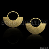 Gold plated Statement Curved Round Stud Style Push Back Earrings SKU6547