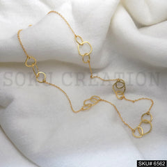 Gold Plated Chain With Unique Statement Rounded Handmade Charms Necklace SKU6562