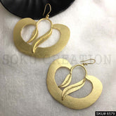 Gold plated Unique Statement Rounded Leaves Design Ear Wire Earrings SKU6579