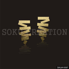 Gold plated Statement Zigzag Big Stud Earring SKU6587