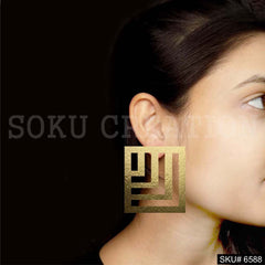 Gold plated Statement Rectangle Big Stud Earring SKU6588