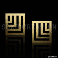Gold plated Statement Rectangle Big Stud Earring SKU6588