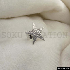 Silver Plated Unique Designer Hammered Star Adjustable Handmade Ring SKU6596