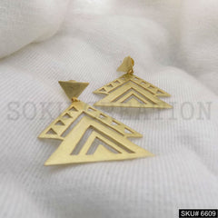 Gold plated Unique style of Statement Triangle Drop and Dangle Earring SKU6609