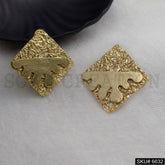 Gold plated Statement Hammered Unique Design of Big Stud Earring SKU6632
