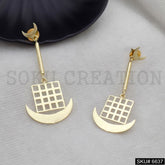 Gold plated Statement Half Moon Unique Design of Drop and Dangle Earring SKU6637