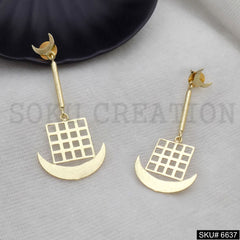 Gold plated Statement Half Moon Unique Design of Drop and Dangle Earring SKU6637